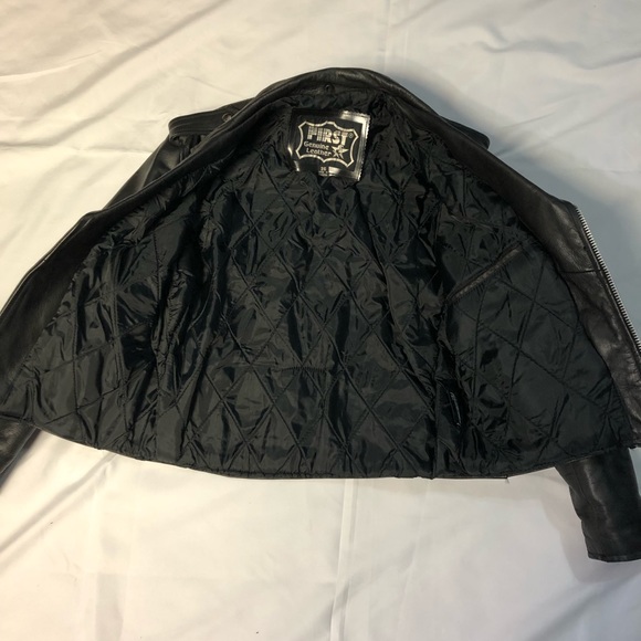 First genuine leather biker jacket. black, size 36 - Picture 3 of 8